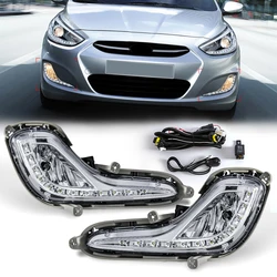 For Hyundai Accent 2012 2013 2014 2015 2016 2017 DRL LED Daytime Running Light Fog Lamp Car Auto Headlight Waterproof Daylights