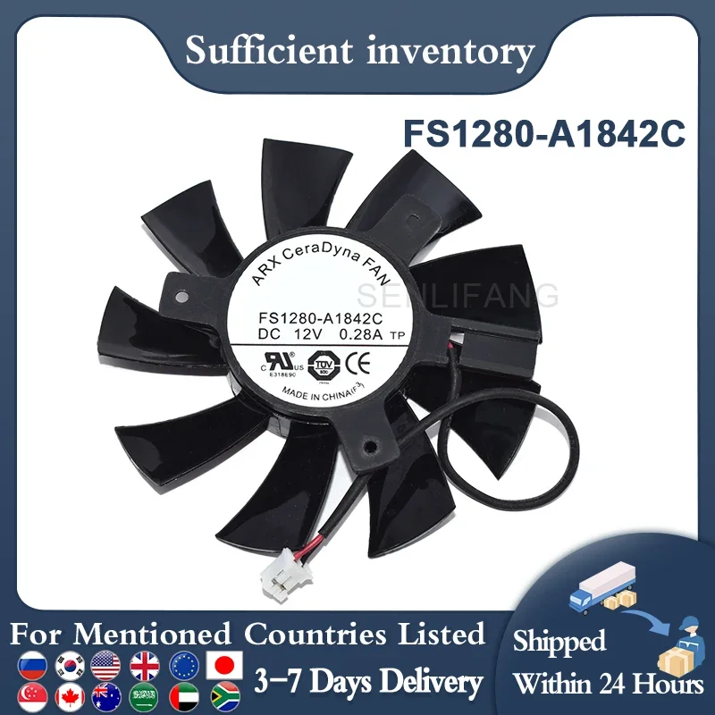 

New For ARX FS1280-A1842C DC12V 0.28A Dia. 75MM C.T.C 40 MM Two-Wire Frameless Video Card Fan