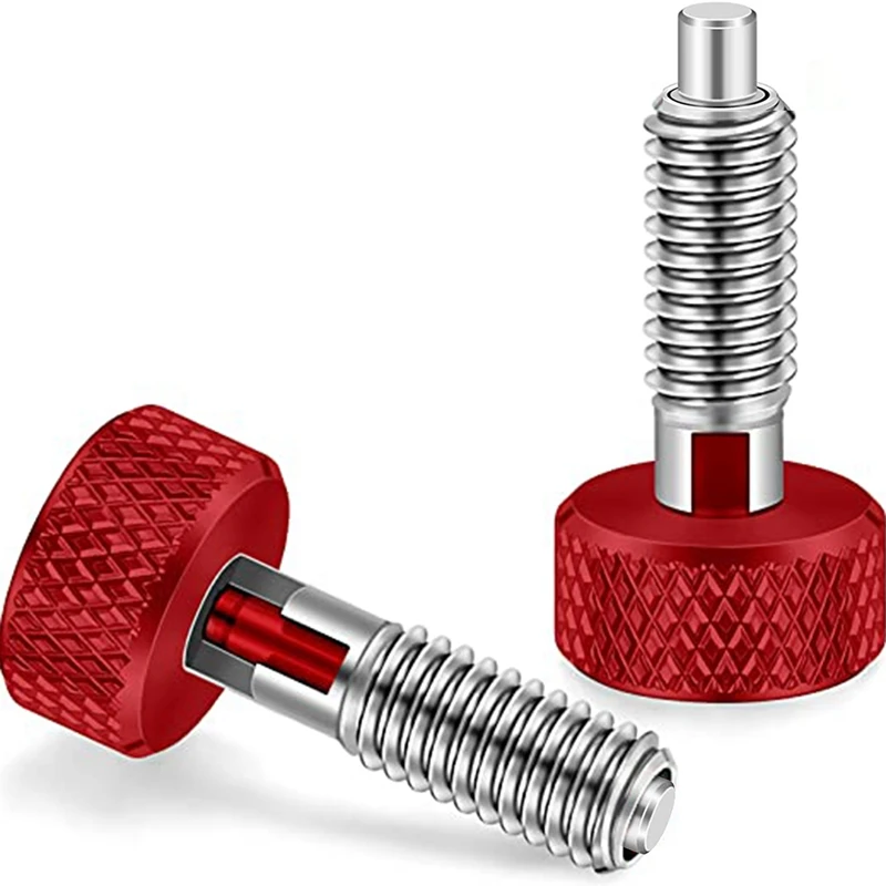 Red Hand Retractable Spring Plunger With Knurled Handle M6 Type Quick Release Pins For Rolling Toolbox