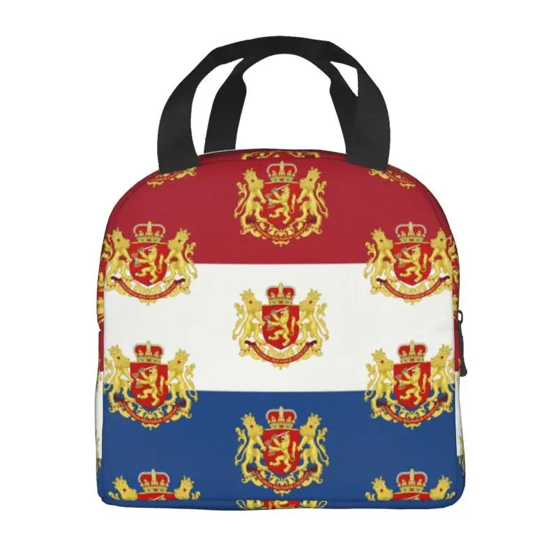 Custom Coat Of Arms Of Netherlands Lunch Bag Men Women Dutch Proud Warm Cooler Insulated Lunch Box for Student School