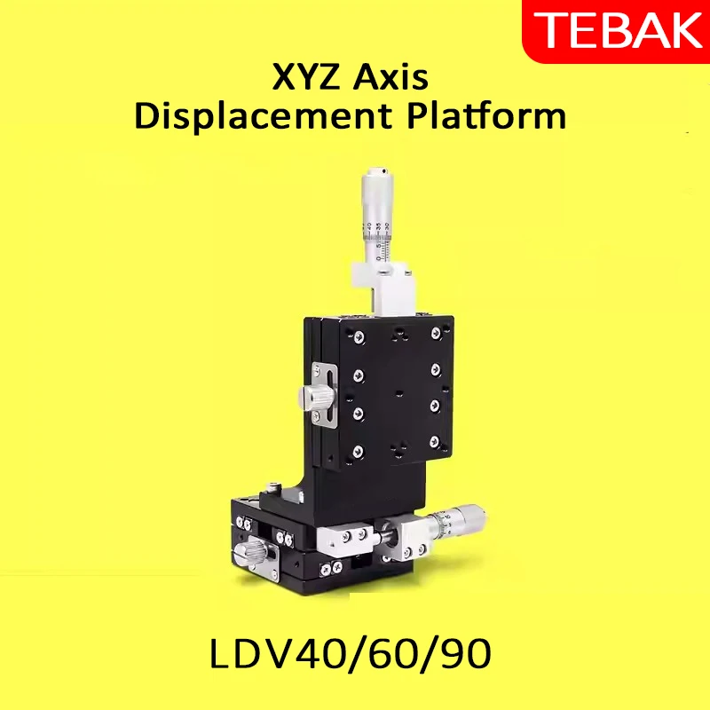 XYZ 3Axis LDV40/50/60/80/90 Manual Displacement Stage Precision Manual Linear Slide Adjustment Platform Cross Guide Linear Table