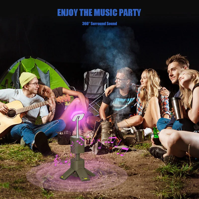 VOLODYMYR Telescopico LED Luce da campeggio Faro portatile Altoparlante Bluetooth 14000mAh Torcia esterna impermeabile magnetica