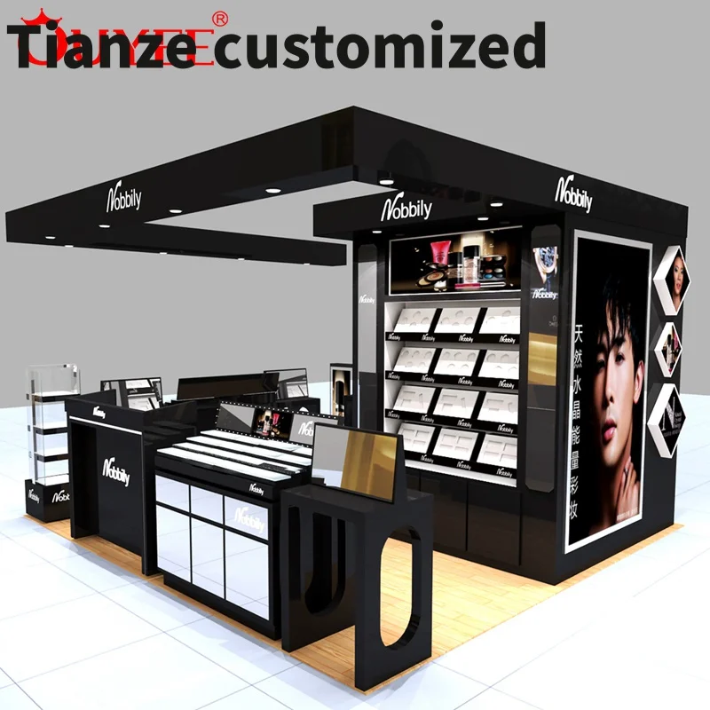 

Customized-makeup stand design perfume mall display cosmetic kiosk makeup