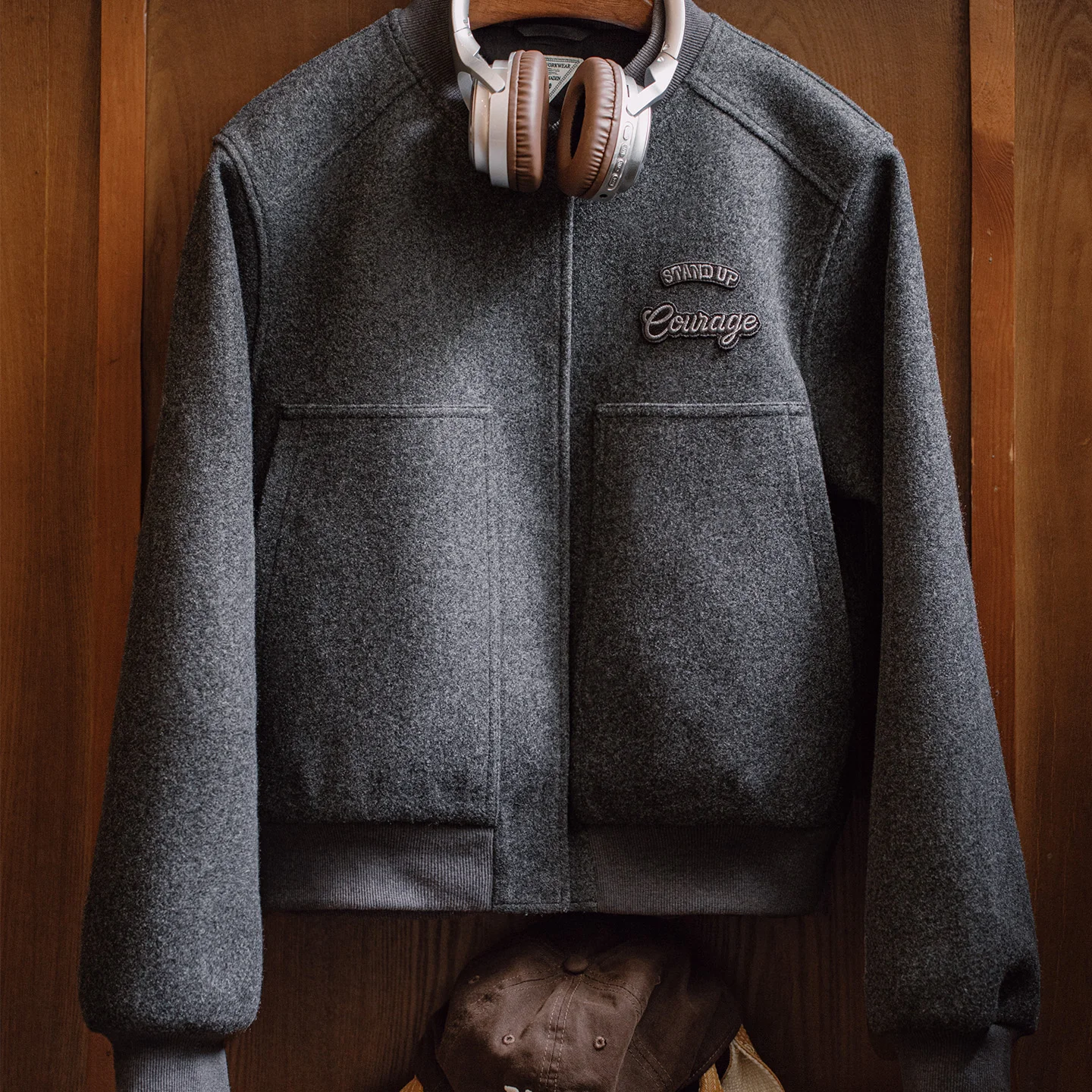 Women's Wool-Like Baseball Jacket with Pockets - Autumn Winter