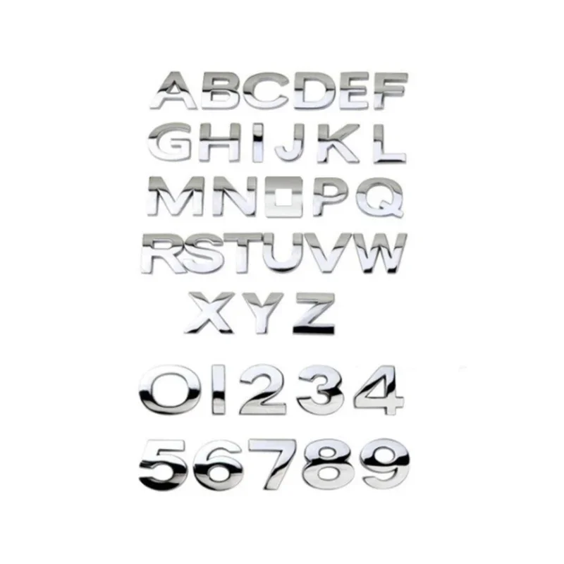 1Pc 3D Metalen 45mm 25mm DIY Letters Alfabet Embleem Nummers Chrome Etikettering Auto Sticker Digitale Badge accessoires - afbeelding 2