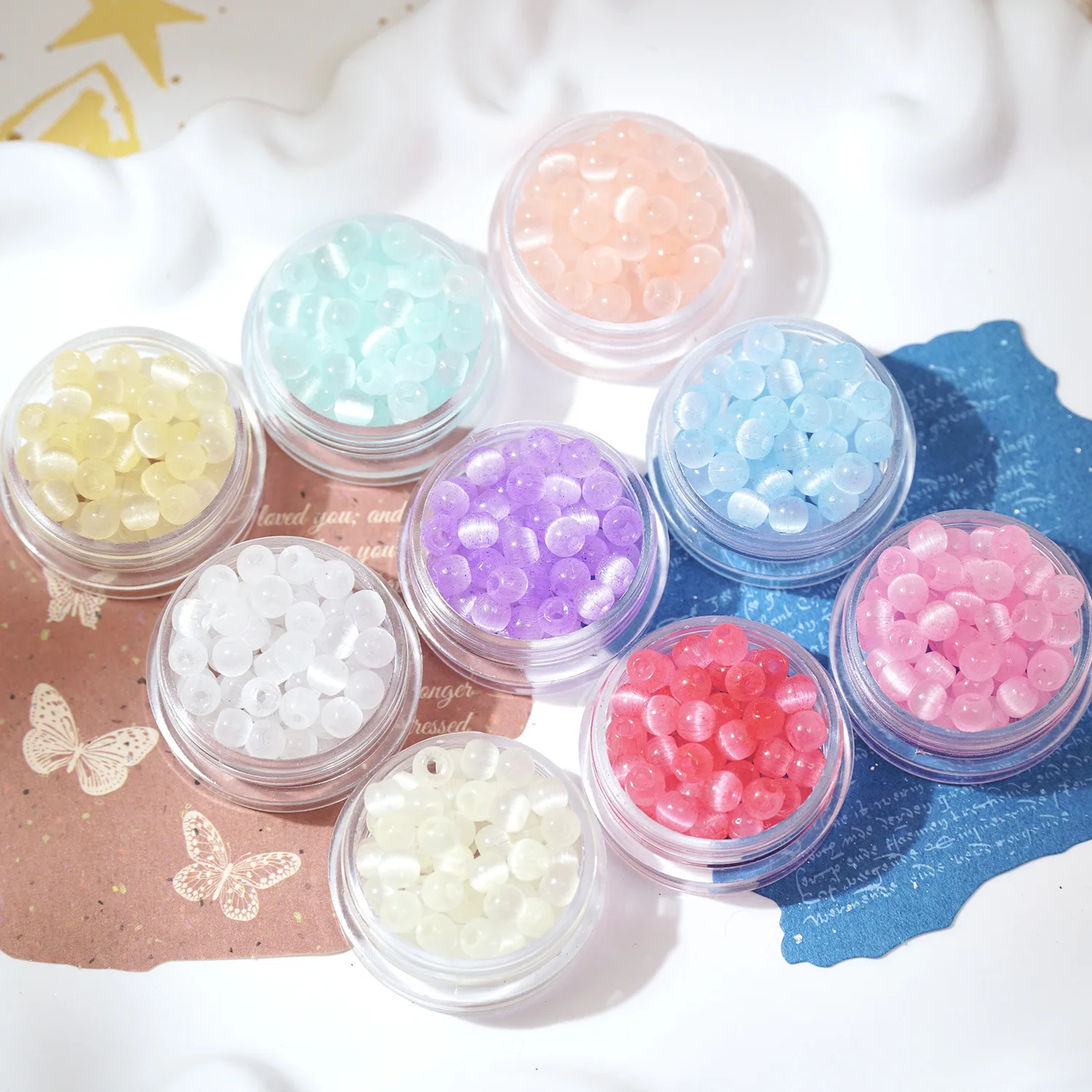 50/100/200/300Pcs, 4mm, Brushed, Imitation Opal, Beads, Glass, Rice Beads, Loose Beads, Beads, DIY, Accessories Materials