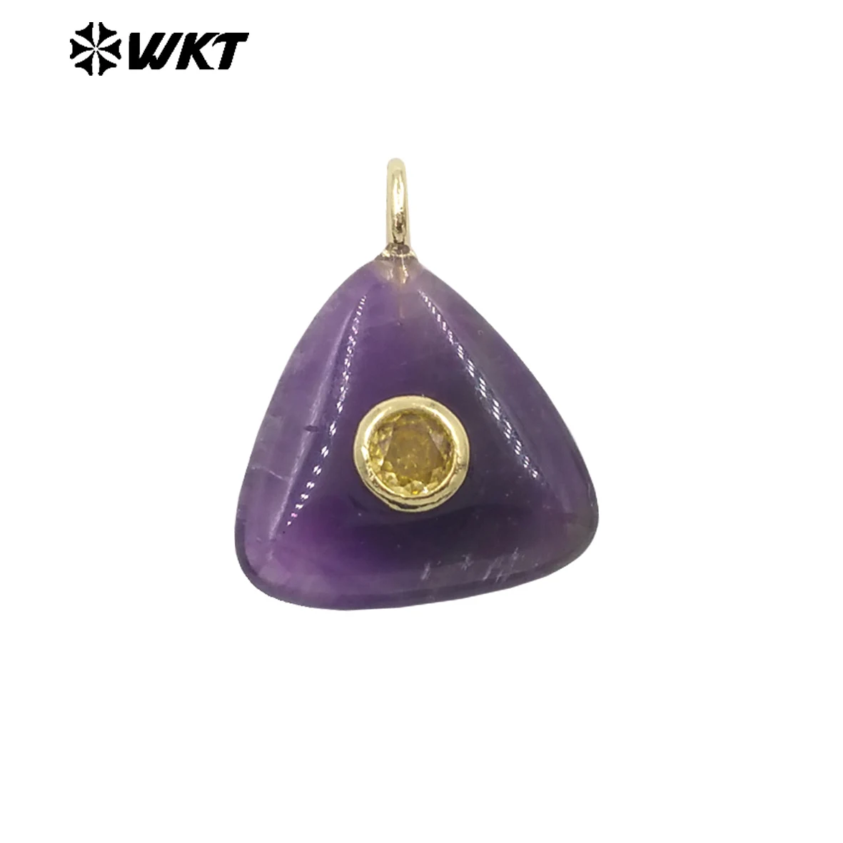 WT-P2021 إكسسوار مجوهرات على شكل مثلث مع زركون ملون معبد وأحجار كريمة طبيعية قلادة ساحرة رائعة