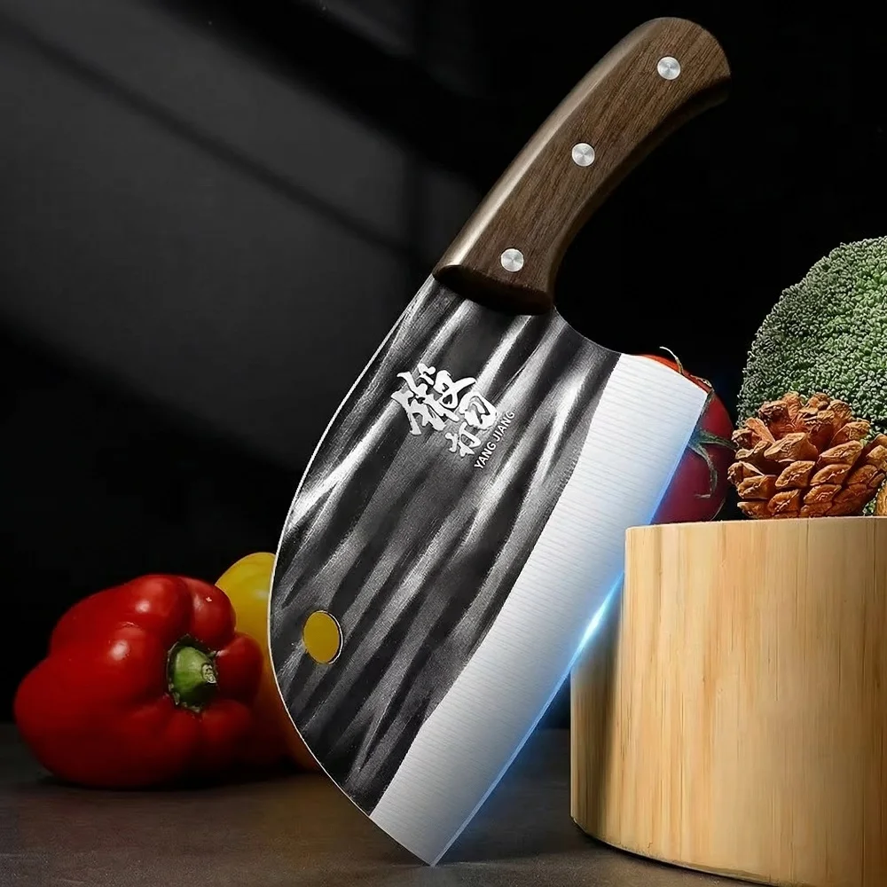 Longquan Forged Kitchen Knife Set with Cutting Board, Sharp Household Chef Knives for Meat Cutting and Slicing C2612