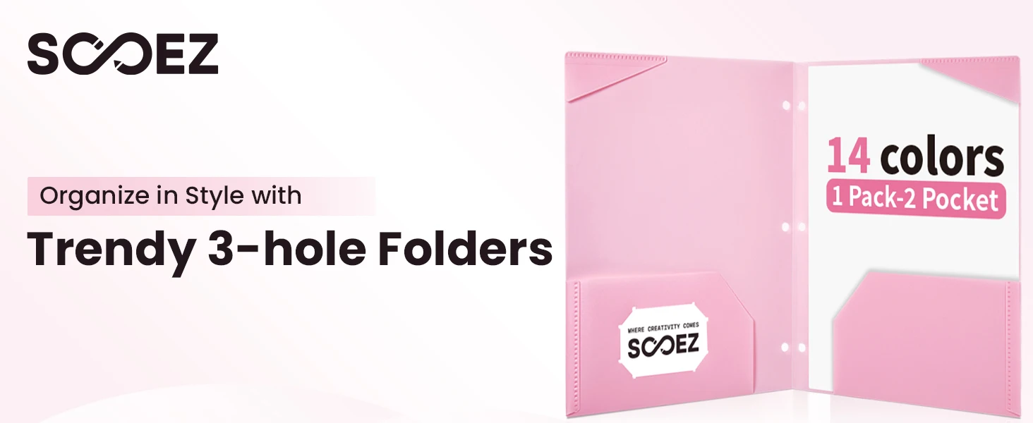 pocket folder for 3 ring binder with 14 colors