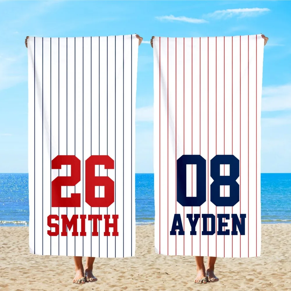 1Pc Print Striped Beach Towel Baseball Sports Team Gifts Customized Bath Towel Baseball Player Gifts for Travel Swimming Camping