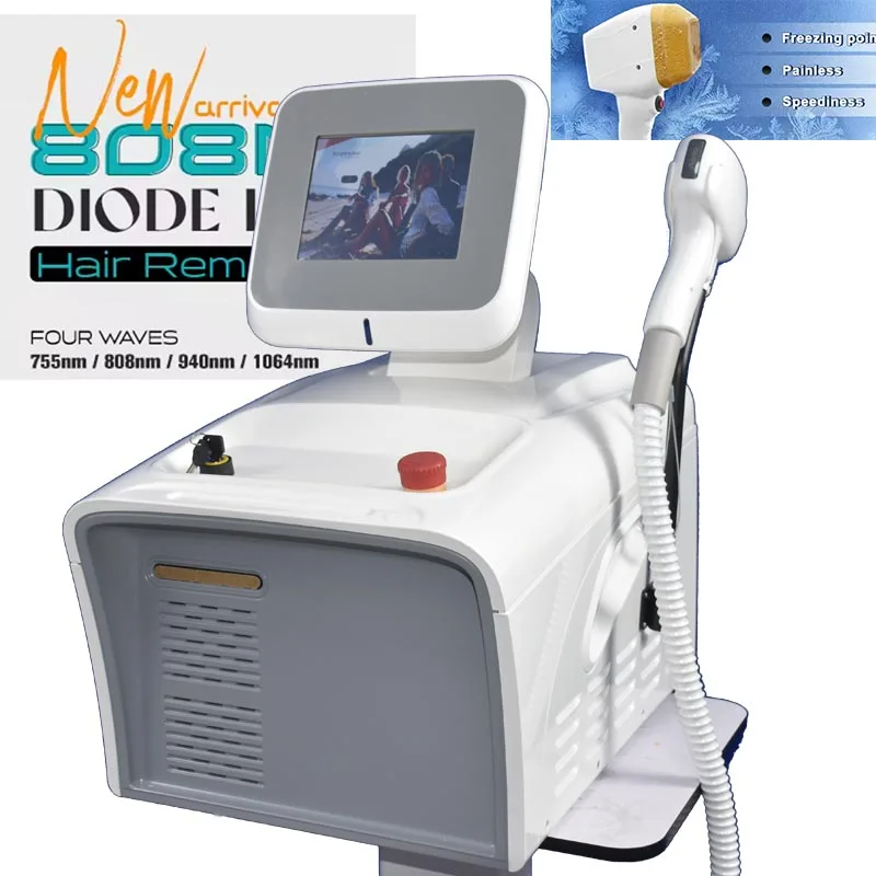 Treatment Professional Diode Laser Hair Removal Machine Permanent Beauty Salon Equipment 755 808 1064nm 3 Wavelength System Spa