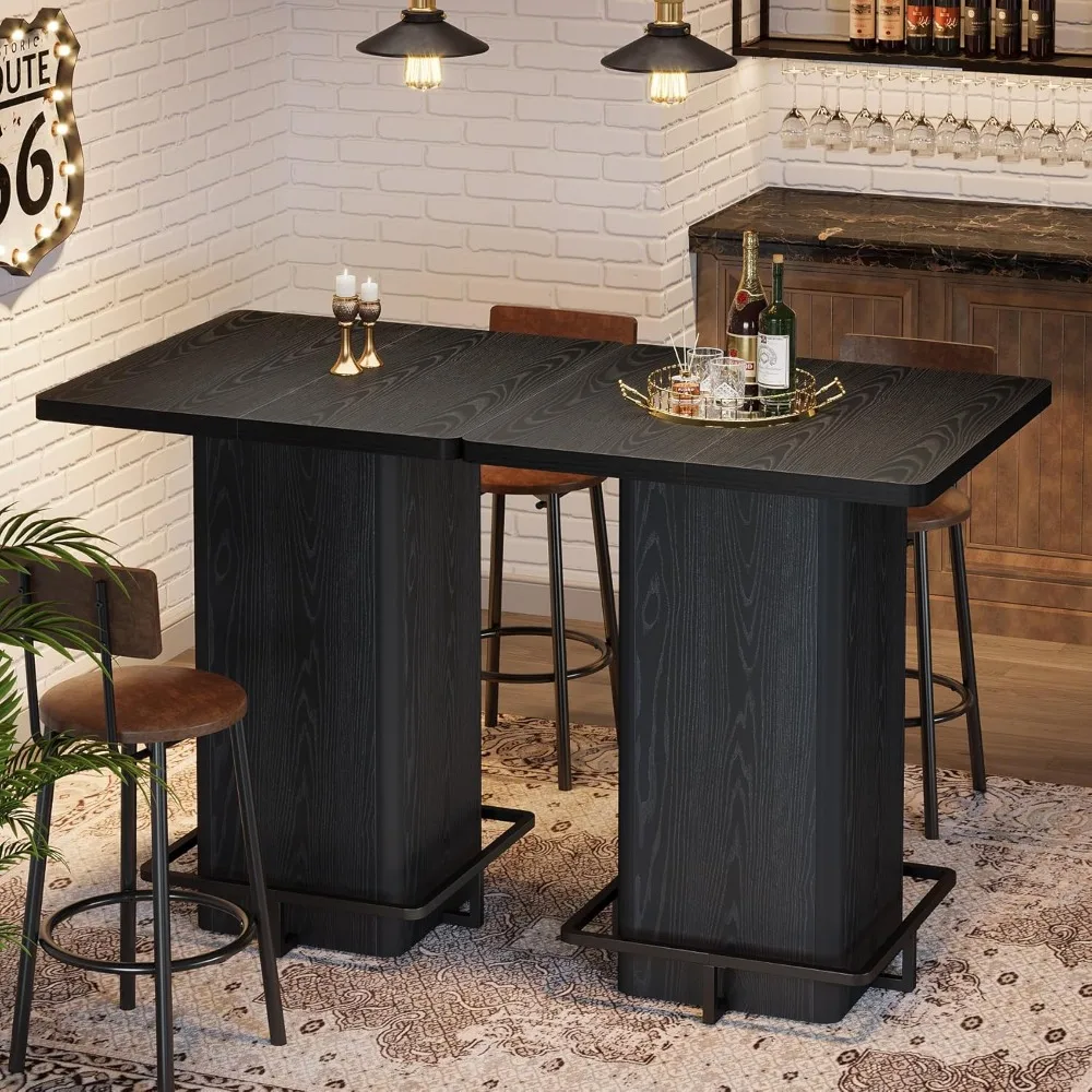 Bar Masası, Küçük Barlar, Yemek Odası, Mutfak için 39.37 inç Yüksek Kare Pub Masası, Siyah (Sadece Masa) (Siyah), Özelleştirilmiş