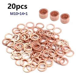 20/50szt Podkładka miedziana z płaskim pierścieniem Podkładka dystansowa Korki olejowe Podkładki M6 M8 M10 M12 M14 M16 M18 M20 Elementy złączne 10x14x1MM