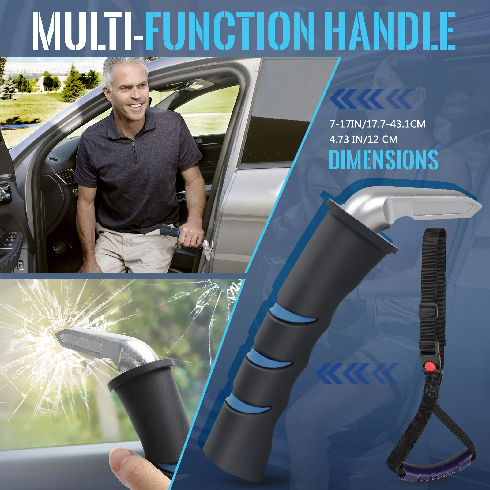 Car Grab Handle Adjustable Standing Aid Safety Handle Support Grip Handle Mobility Aid Disability Elderly Car Assist Tool