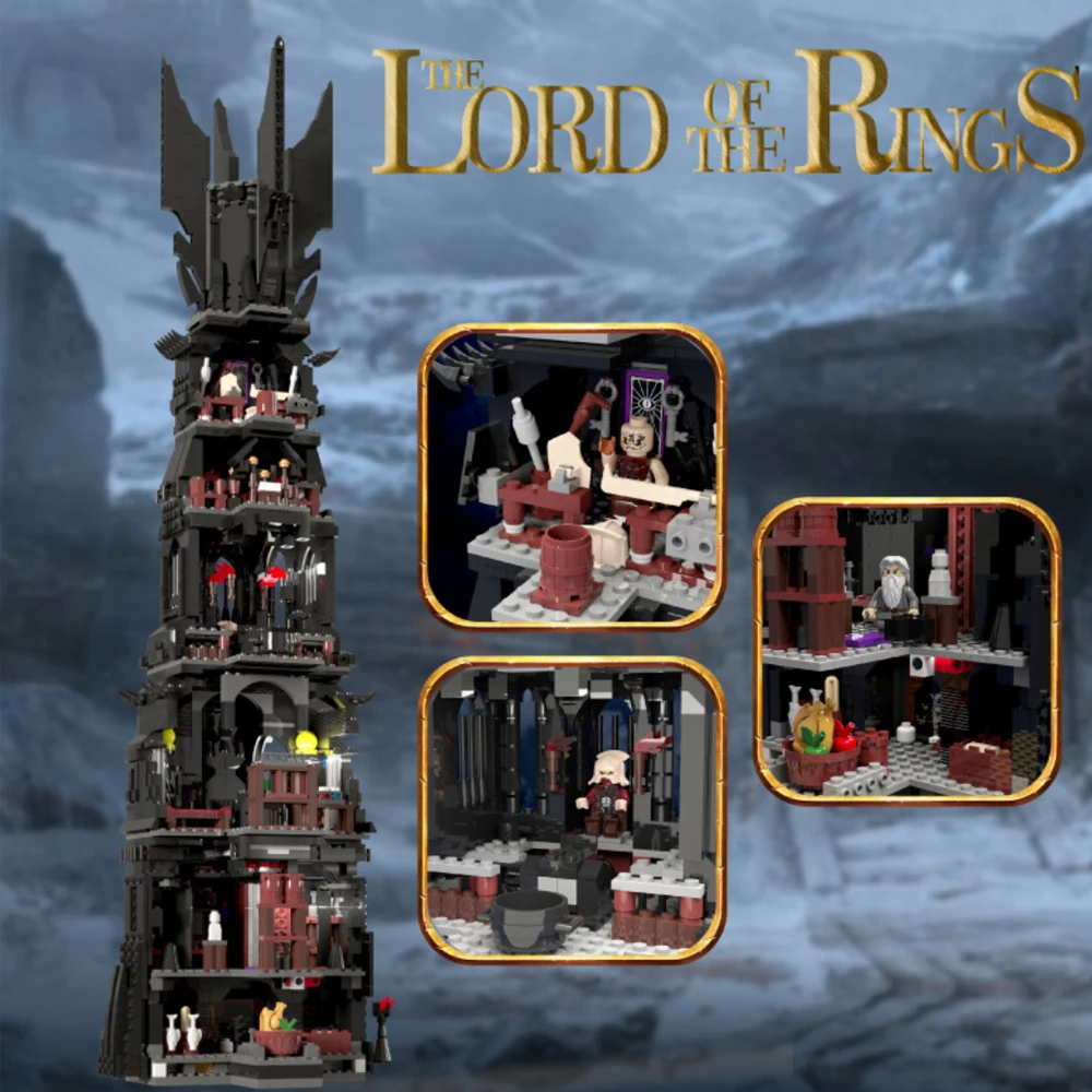 2026 novo estilo/blocos de construção de torre preta medieval arquitetura retrô modelo de torre preta brinquedos meninos e crianças presentes de ano novo