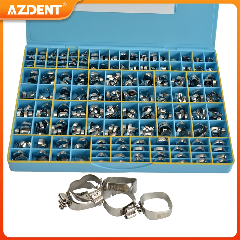 340PCS AZDENT Dental Orthodontic Buccal Tube Bands 1st Molar Teeth Roth 0.022 #28-#44 Triple Tubes U/3 L/2 Convertible Dentistry