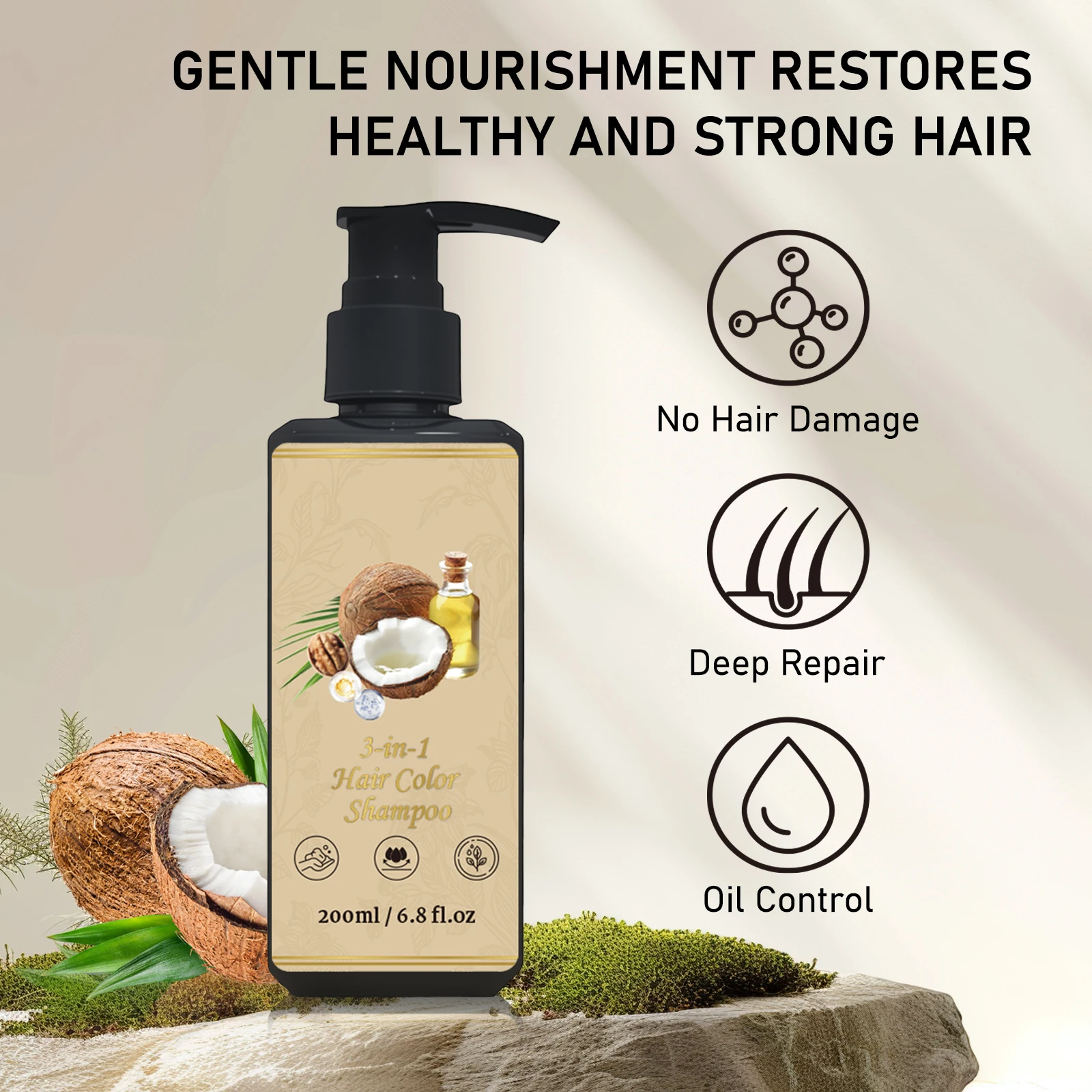 

3-in-1 Hair Color Shampoo Natural Gray Coverage, Nourishing Formula, Gentle Conditioning for Vibrant & Healthy Hair (200ml)