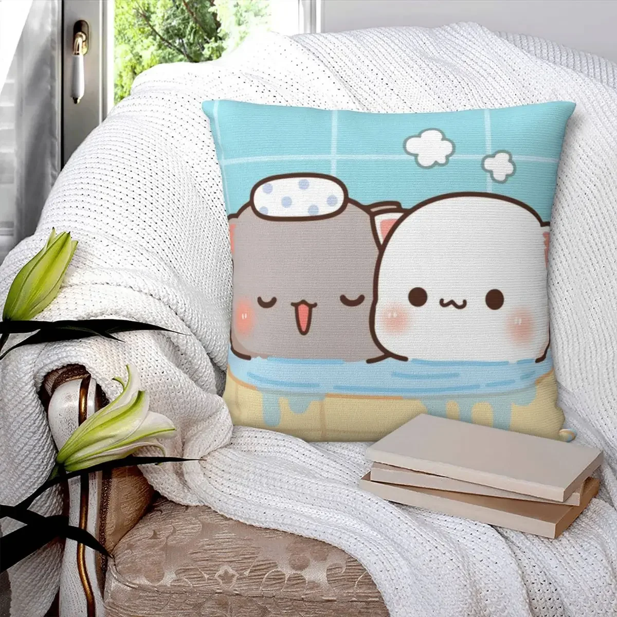 Goma Mochi Bathing Pillowcase Polyester Pillow Cover Cushion Comfort Throw Pillow Sofa Decorative Cushions Used for Home Bedroom