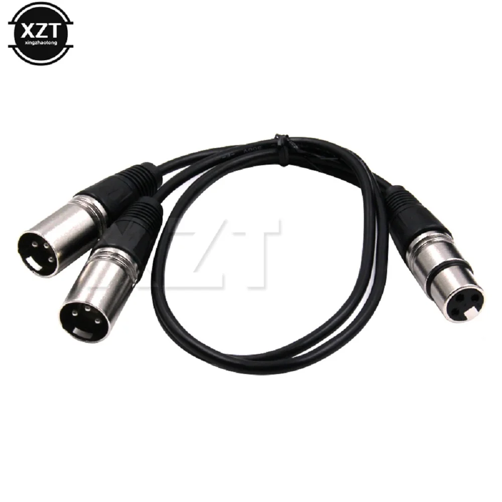 XLR Female Double Male Audio Line XLR CANNON Female Two Male 3 PIN Audio Cable XLR Y-Split Male 3P Cannon Spliter Converter 50CM