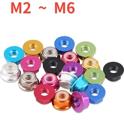 5pcs M2 M3 M4 M5 M6 Grade 4.8 Multicolor Aluminum Alloy Flange Lock Nuts  Thread Pitch 0.4~1mm Nylon Ring Self-Locking Screw Cap