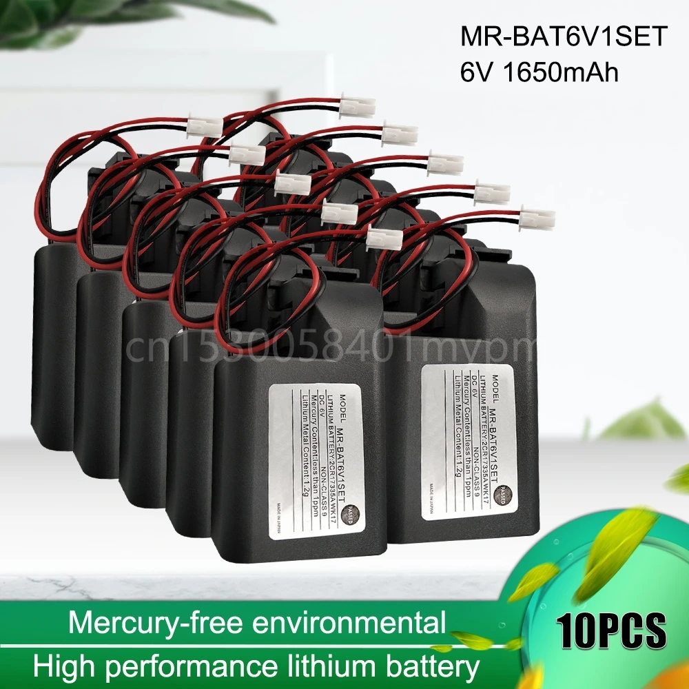 

10PCS MR-BAT6V1SET 6V 2400mAh PLC Backup Battery with Cable Connector for Servo CNC System MR-J4 2CR17335A WK17