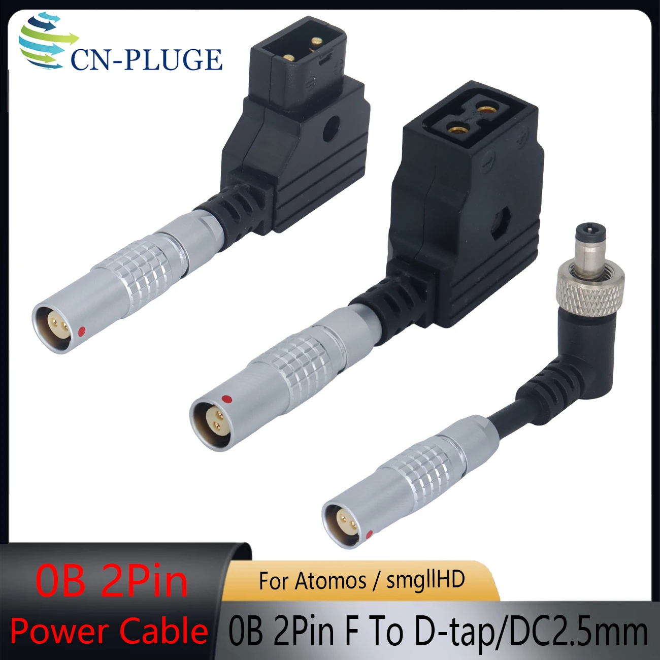 0B 2Pin Female Plug to D-TAP/ DC2.5mm Lock Power Conversion Cable for ATOMOS/SmallHD/Portkeys HS8 BM7 Ⅱ DS Monitor
