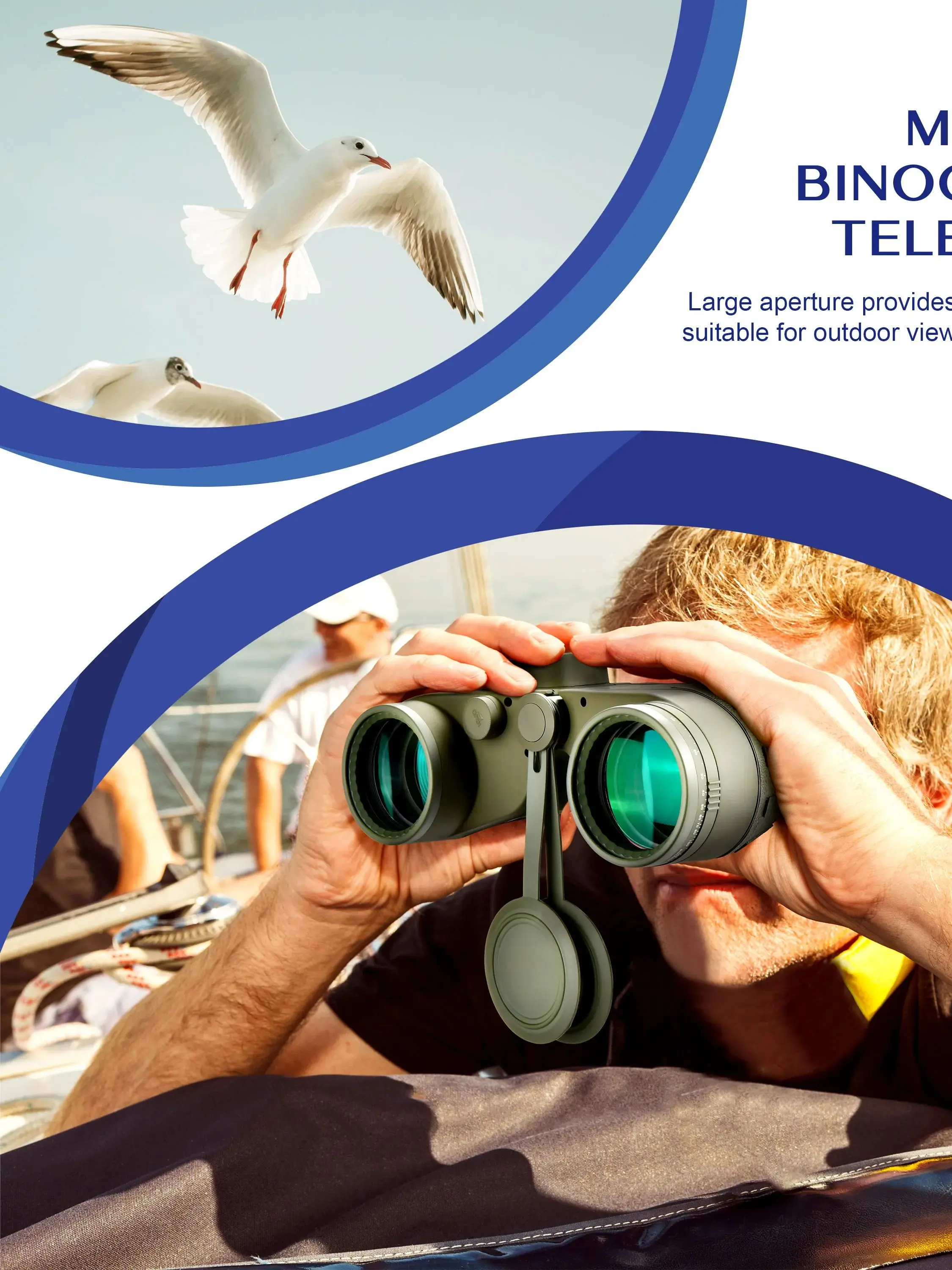 10x50 wasserdichtes Marine-Fernglas für Erwachsene mit Entfernungsmesser-Kompass, BAK4-Prisma, FMC-Objektiv für die Vogelbeobachtung, Jagd
