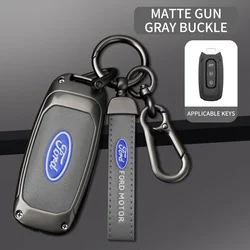 Zinc Alloy Leather Car Remote Key Case Cover Shell Holder For Ford Territory 2019 2020 2021 2022 2023 2024 Keychain Accessories