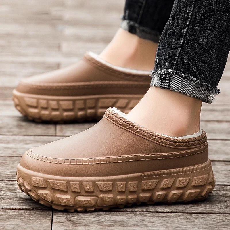 Pantoufles OligWaterproof pour Homme et Femme, Chaudes et Confortables, Doublure en Peluche Fuzzy, Slip on, Maison, Sabots à Plateforme, Chaussures d'Niket d'Extérieur, Hiver