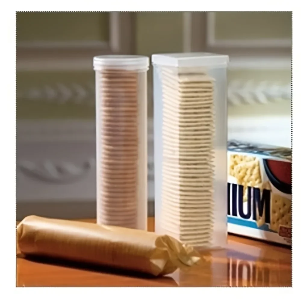 حاويات تخزين طعام محكمة الغلق قابلة للتكديس مع أغطية قابلة للطي - منظمات مخزن بلاستيكية شفافة، مستديرة موفرة للمساحة