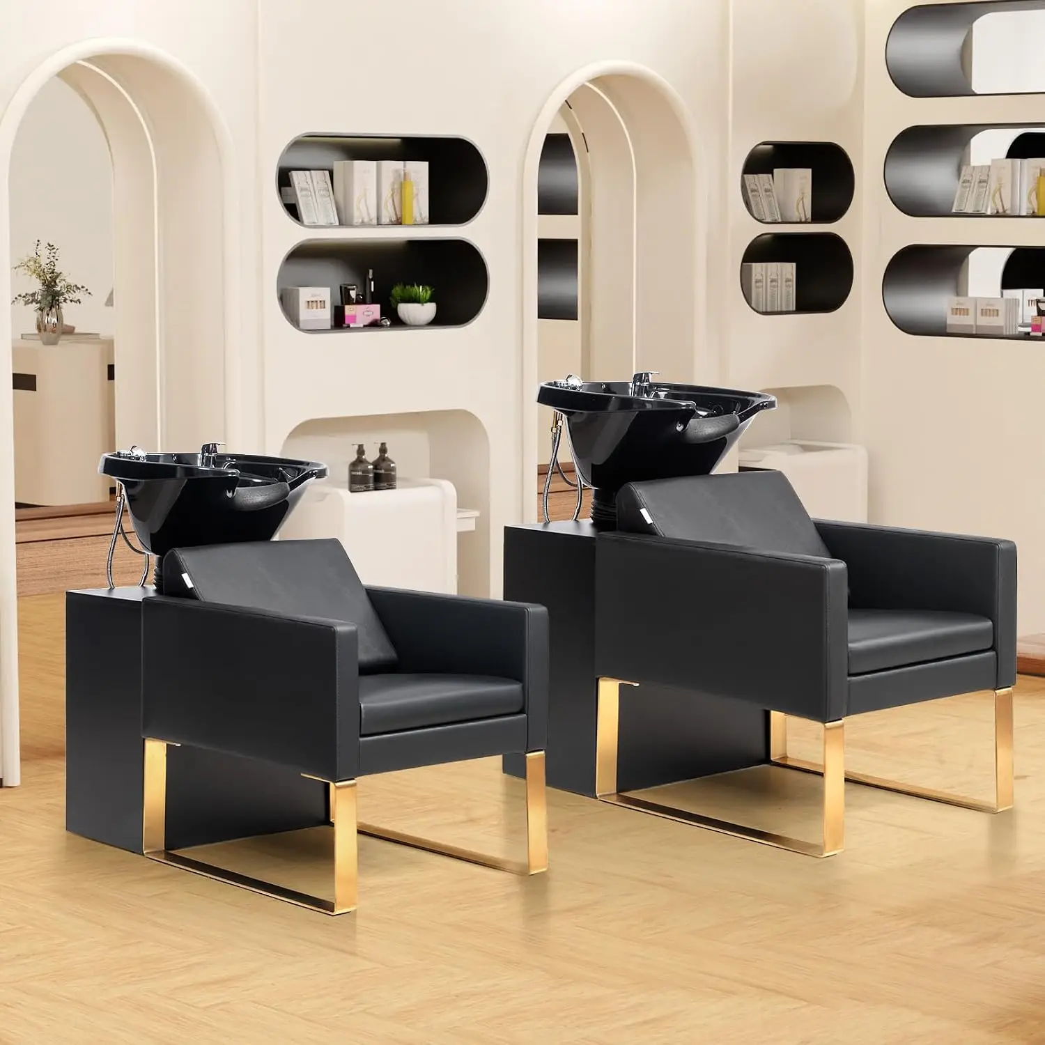 Shampoo Chairs for Salon, Stainless Steel Frame & UPC Certified Shampoo Bowl, Hair Washing Station, Backwash Unit for Beauty Spa