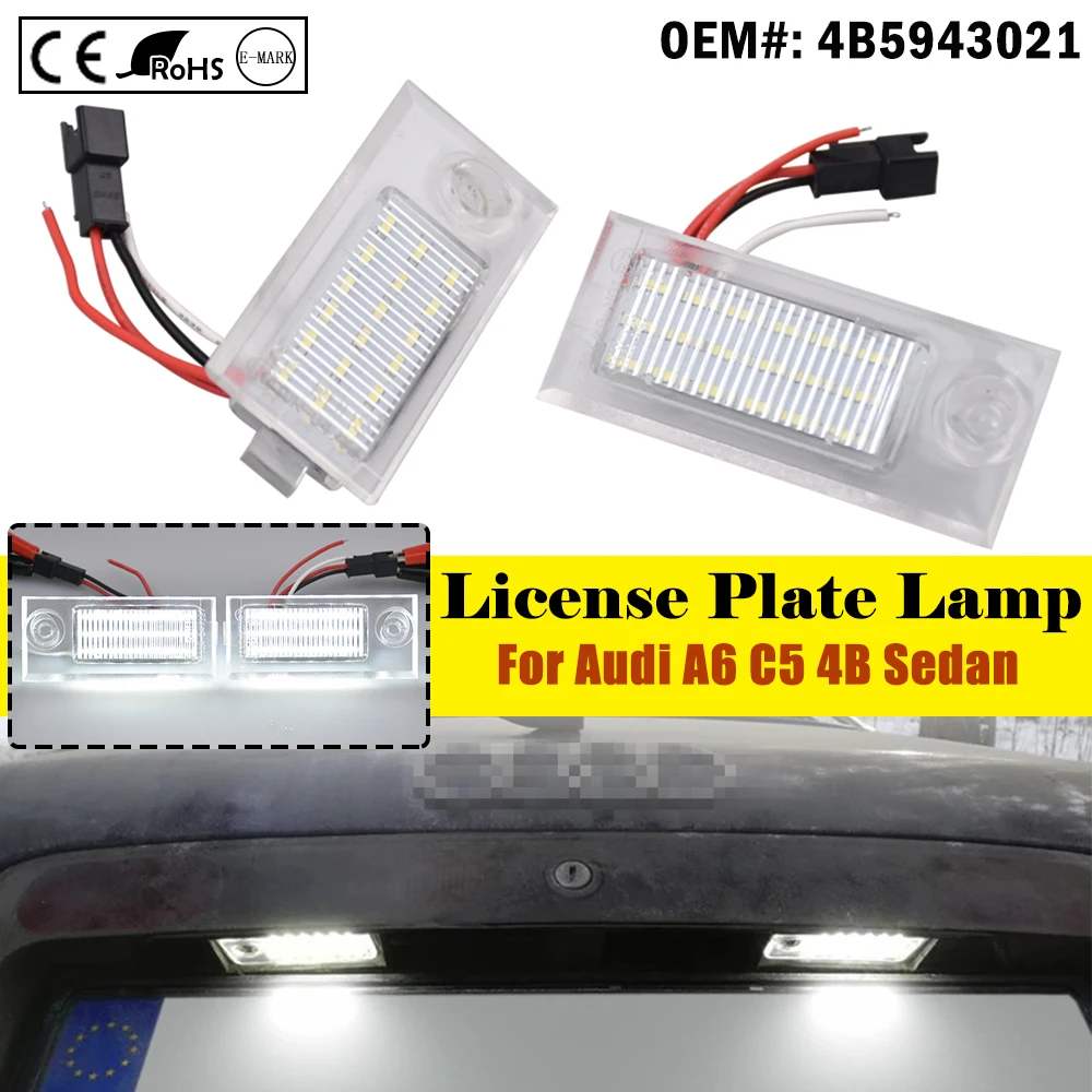 

For Audi A6 C5 4B Sedan 1997~2004 LED Car CanBus No Error Number License Plate lights bulb White No Hyper Flash 6000K