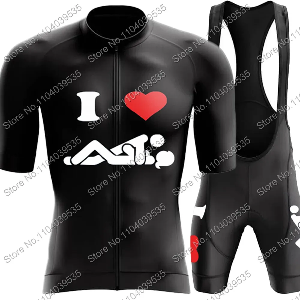 2024 Funny Sex Black Cycling Jersey Set Make Love Cycling Clothing Men Cartoon Comics Road Bike Shirts Suit MTB Maillot Ropa