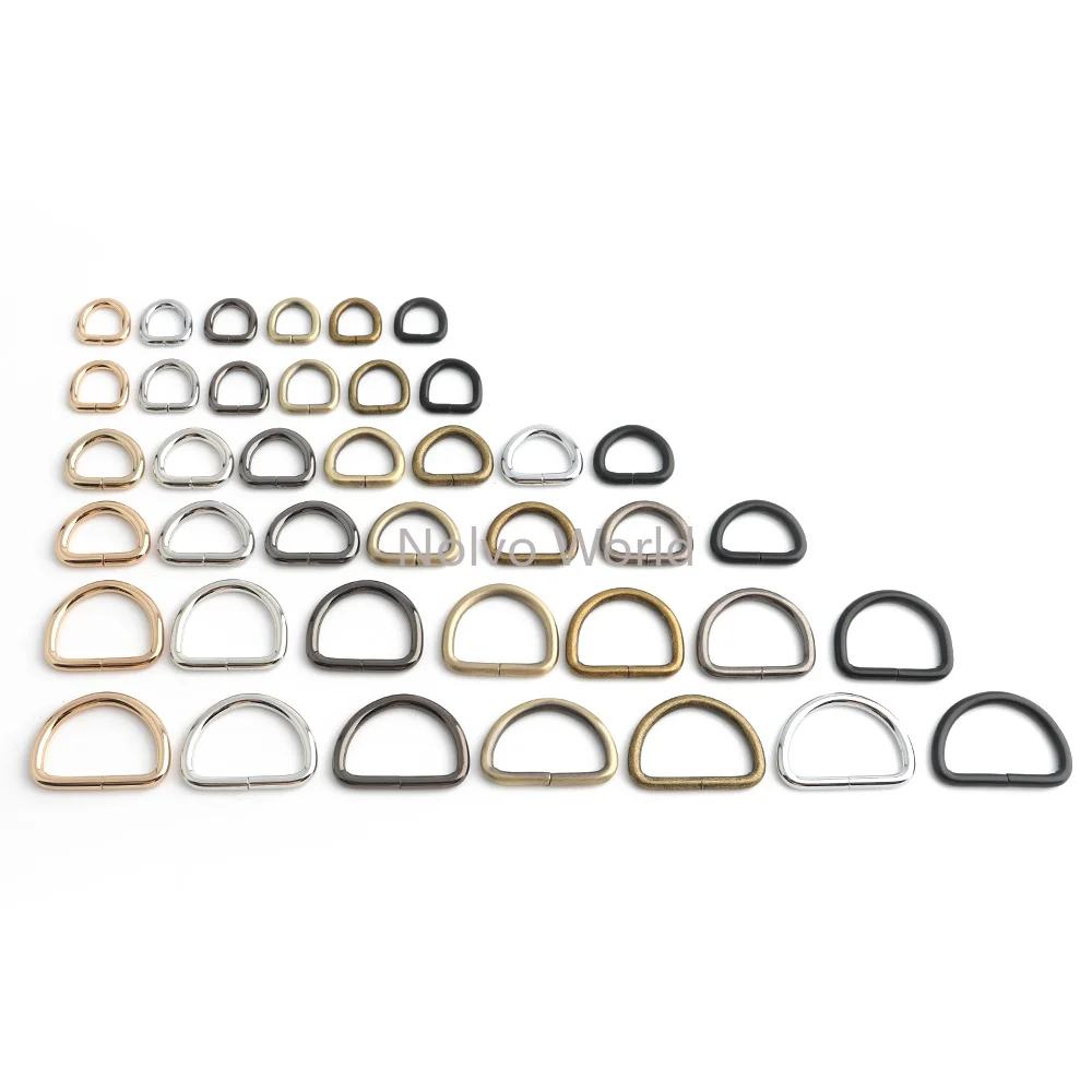 30PCS Inside:12-38mm Semi-Circular Metal D Rings D-Shape Buckle Clips For Webbing Backpack Bag Strap Belt Purse Accessories