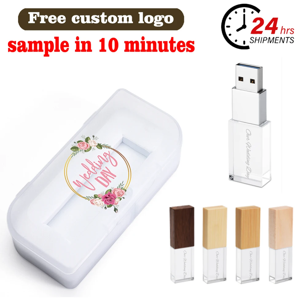 

Флеш-накопитель USB Crystal 128 ГБ, подарок на свадьбу, флешка 64 ГБ, с бесплатной гравировкой логотипа, карта памяти 32 ГБ, с коробкой, USB-накопитель 16 ГБ