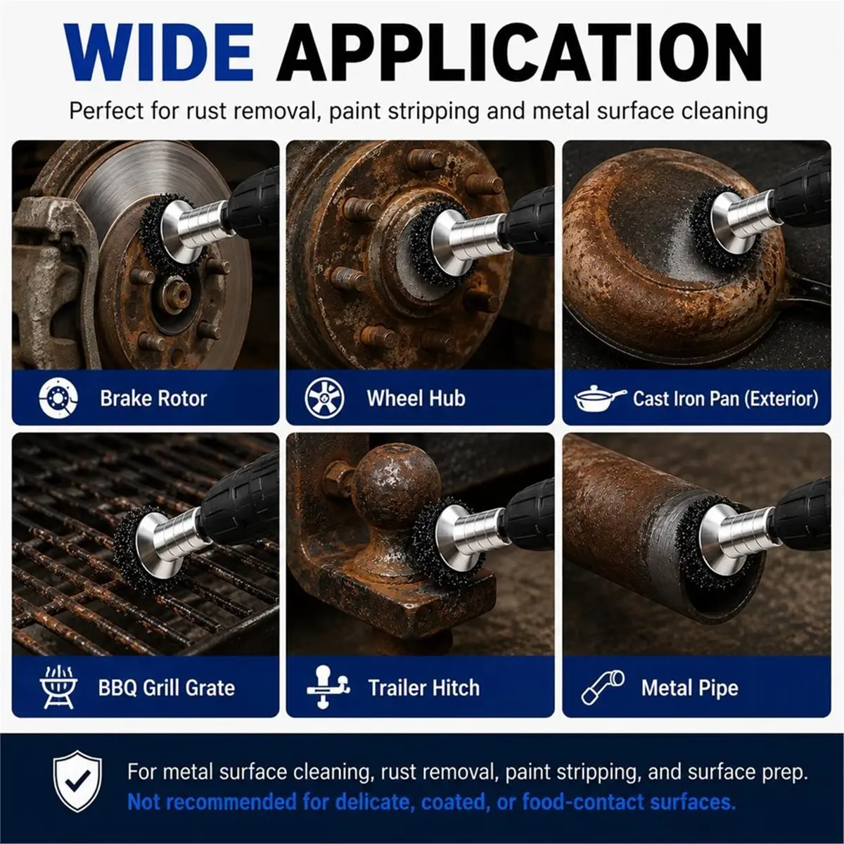 Wheel Hub Cleaning Tool,Brake Hub Resurfacing Kit for Rust Removal & Polishing,Fits Power Drill or 1/2