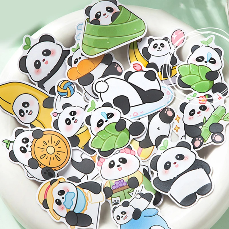 30pcs Panda Stickers Laptop Scrapbook Decoration Graffiti Decals Skateboard Laptop Waterproof Sticker DIY Toys Decor Decals ﻿
