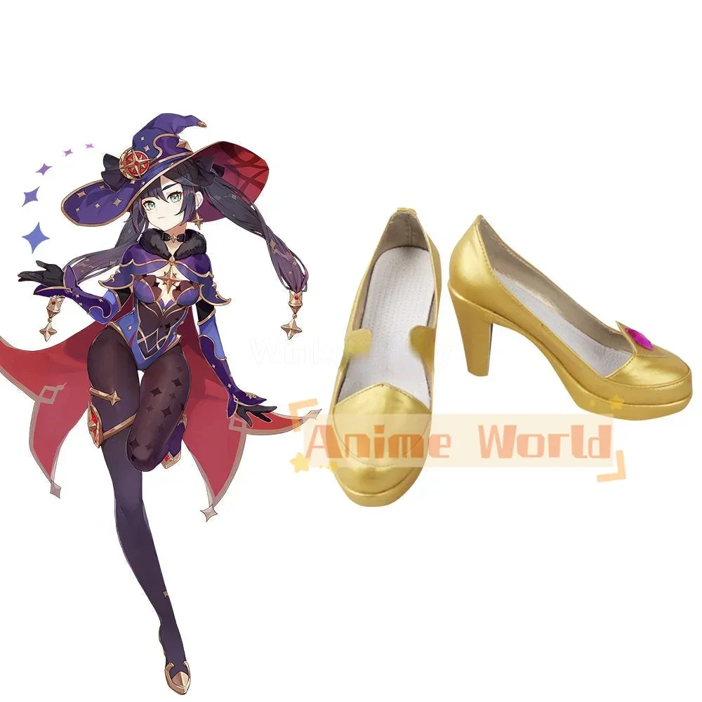 

Genshin Impact Mona Golden Cosplay Shoes Halloween Carnival Boots Custom Made