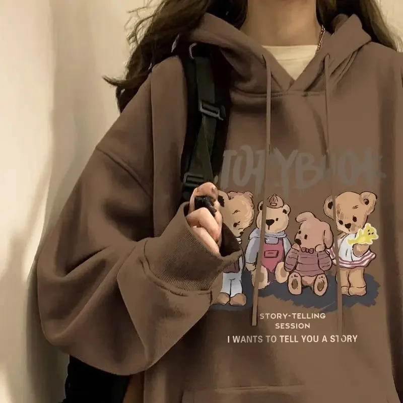 

Casual Cartoon Printed Women's Hoodie - Autumn and Winter Season，Loose fitting pullover shirt