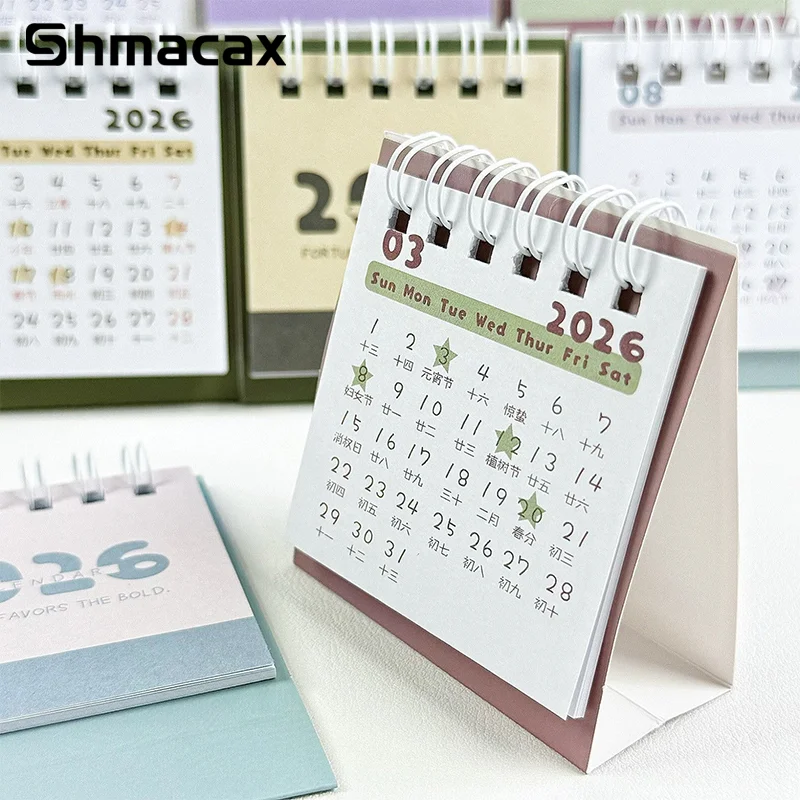 2026 Mini Simple Calendar Small Desk Calendar Creative Coil Calendar Planner Desktop Decoration Office Stationery
