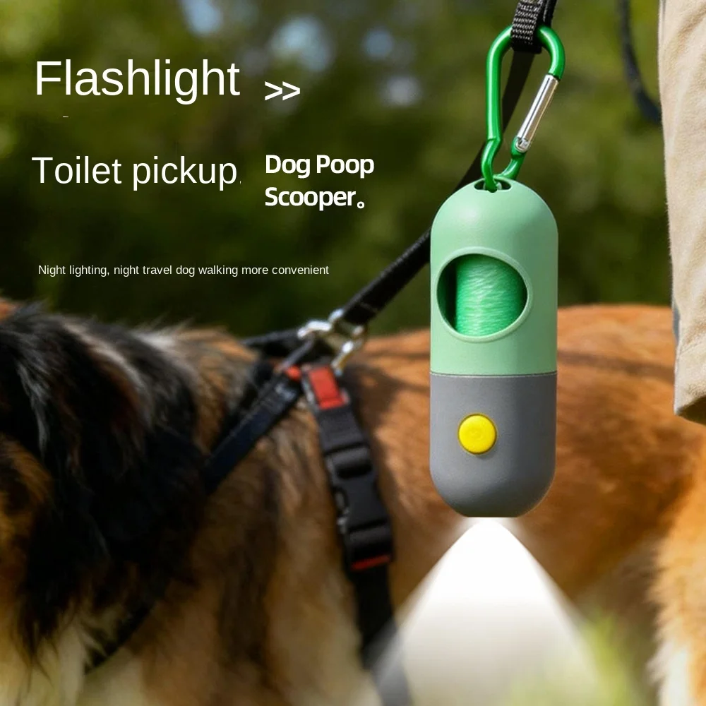 

Pet garbage bag dispenser multi-function with LED light disposable cat litter bag portable dog litter bag