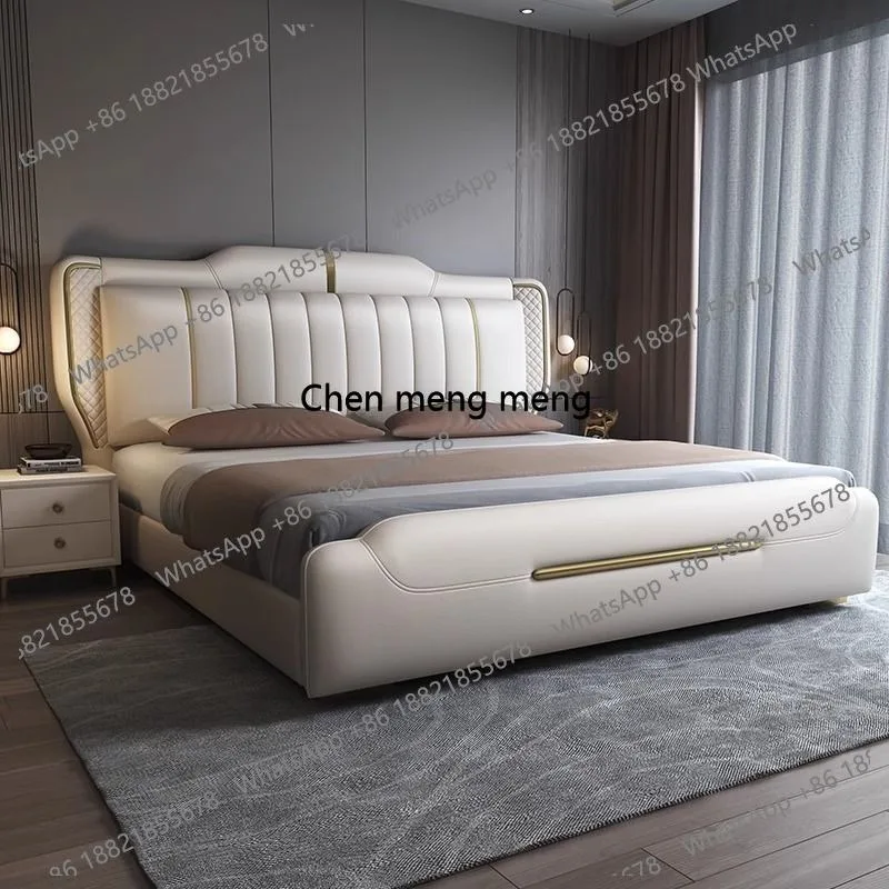 

Modern Luxury King Size Bedroom Furniture Set Hot Sale Double Leather Upholstered Beds with Wooden Frame for Home or Hotel