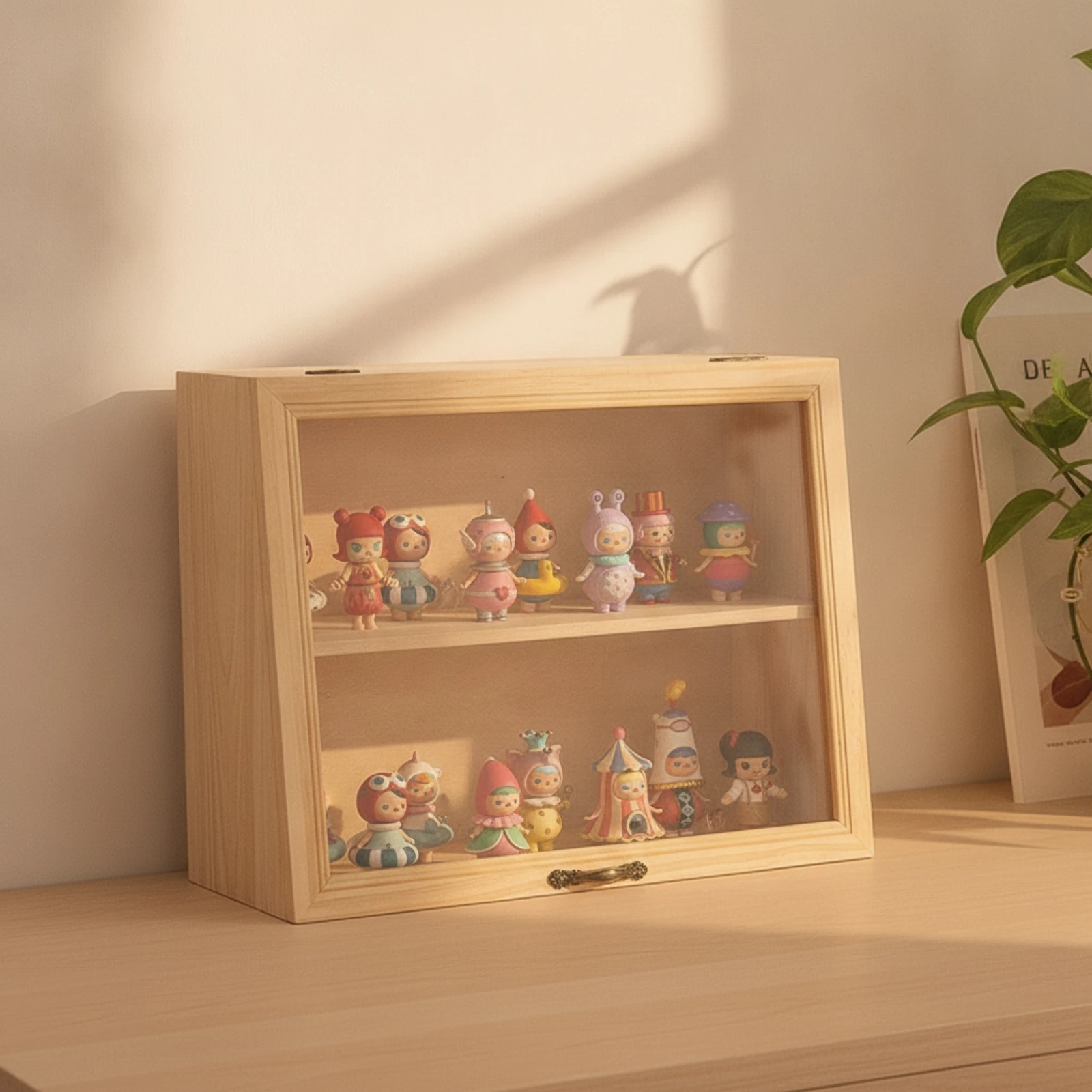 Tabletop Display Case Compact Wooden Display Box Furniture Sturdy for Collectors, Desk