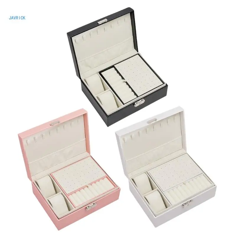 

Trendy Jewelry Storage Box Lockable Jewelry Organizers Leather Jewelry Case Jewelry Box PU Material Suitable for Indoor