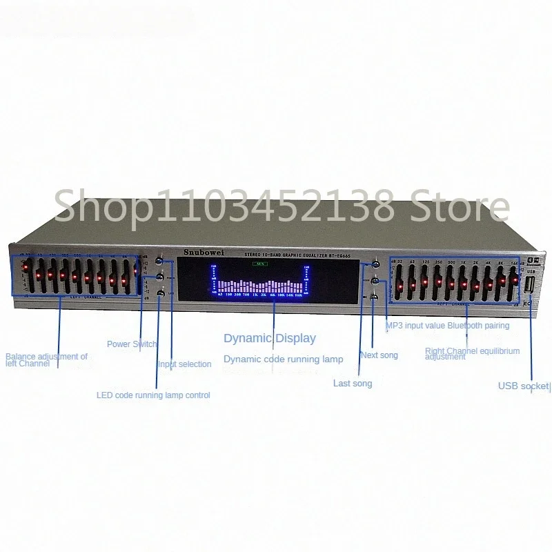 EQ-898BT EQ-665BT HIFI Digital HD Stereo preamplificatore equalizzatore USB Bluetooth integrato Home Stage equalizzatore Dual 10 segment220v