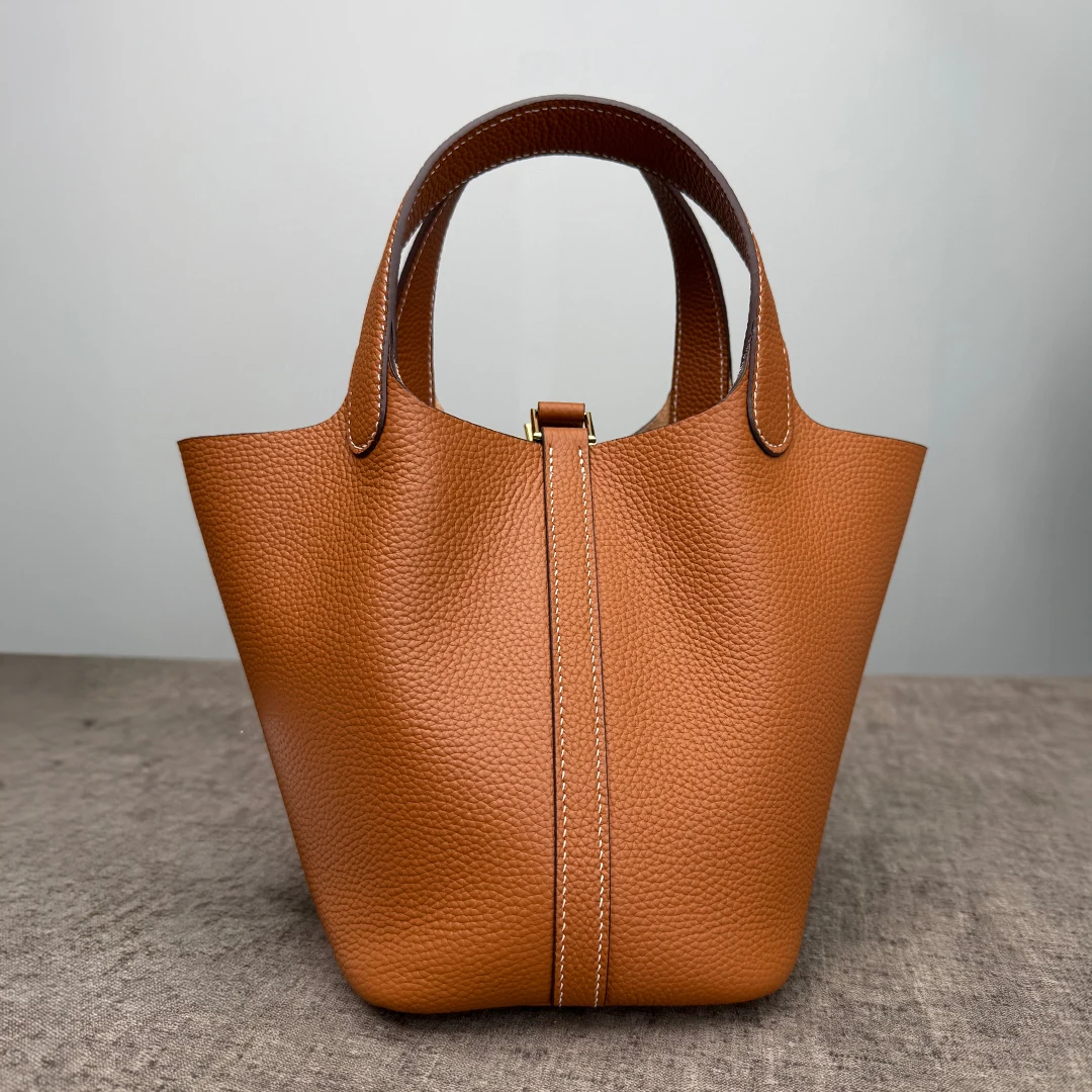 Damen Tasche Echtes Leder Oberer Griff Tragetasche Große Kapazität 3 Größen Hand Schulter Designerstil Eimerform Strukturiert Minimalistisch Tägliche Verwendung Büro Einkauf Eimerform Strukturiert Minimalistisch – Detail 9