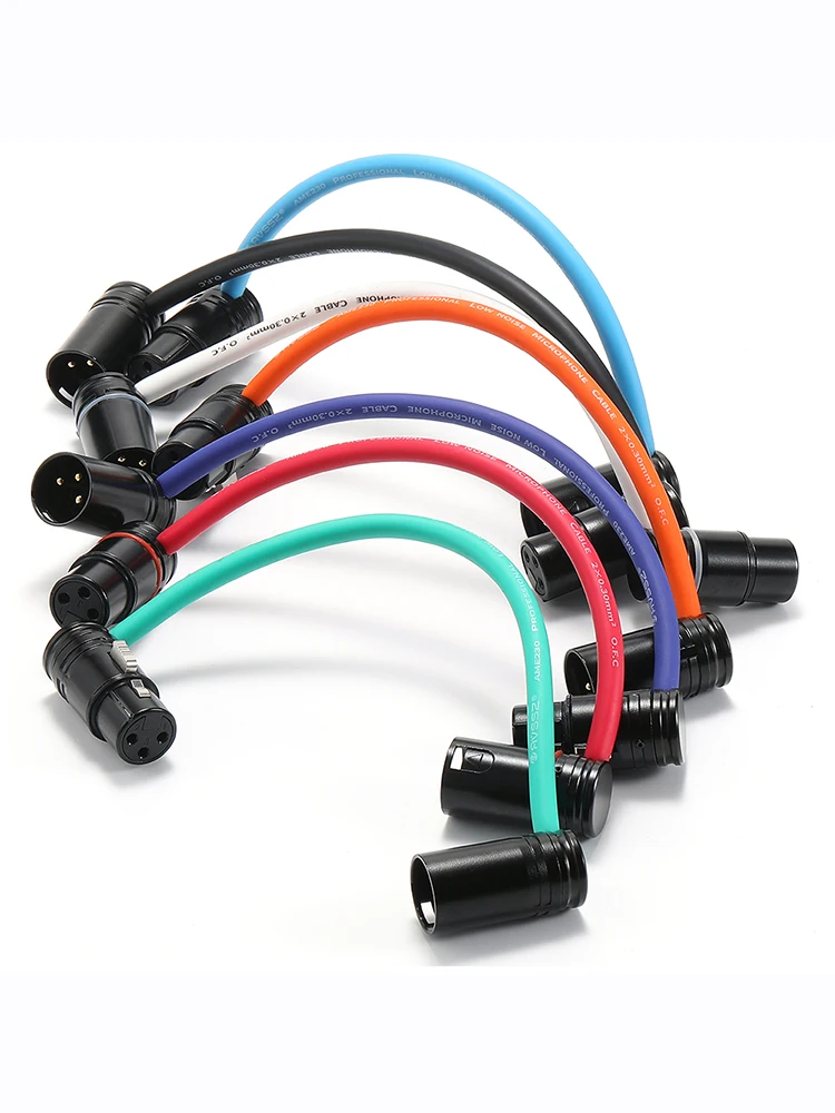 Kabel AVSSZ Niskoprofilowy 3-pinowy złącze XLR z wtykiem kątowym w kształcie litery L, długość 10cm-2m, mikrofon, mikser, wzmacniacz, profesjonalna linia audio — zdjęcie produktu 7