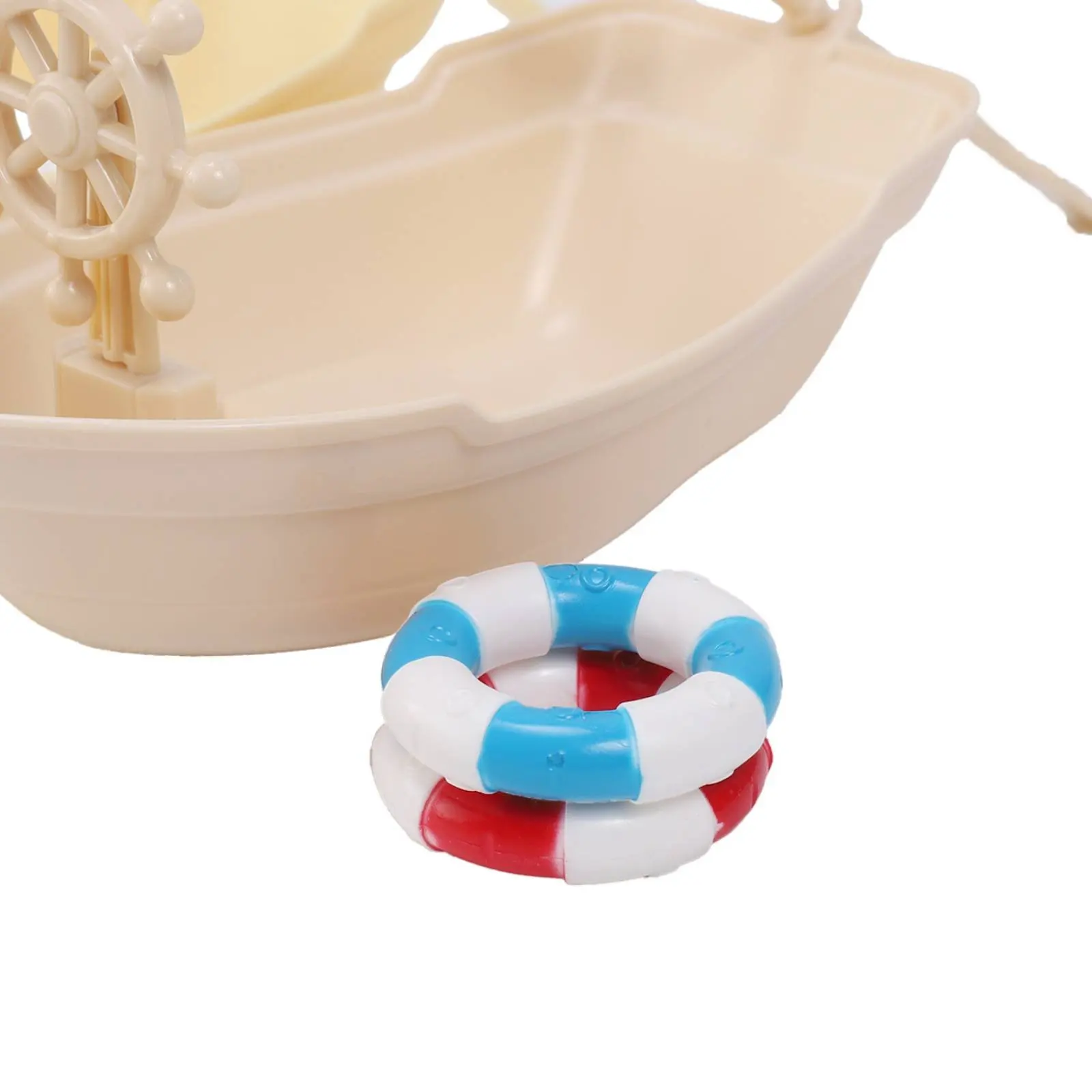 2 Pieces Mini Fishing Boat Model DIY Toy Fishing Boat Decor Ocean Beach Theme Decoration Mediterranean Design for Children