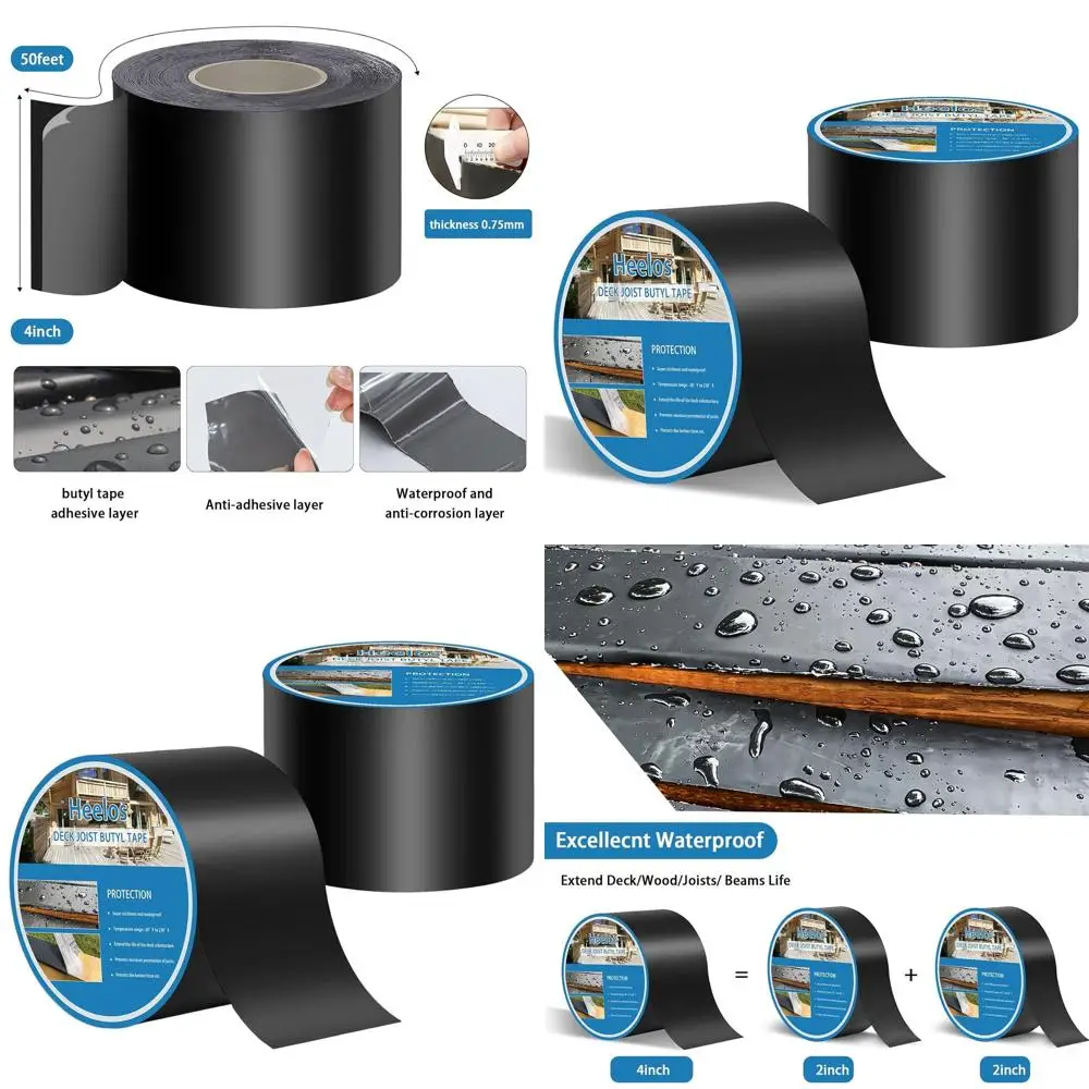 

4 x 50ft Pack of Weather-Resistant Waterproof Deck Joist Tape for Wood Decks and Beams
