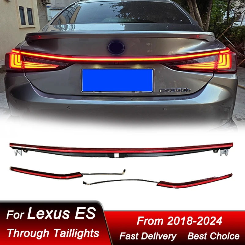 

Автомобильные сквозные задние фонари для Lexus ES ES200 ES300h 18-24 полностью светодиодные задние фонари, динамический указатель поворота, задний фонарь в сборе